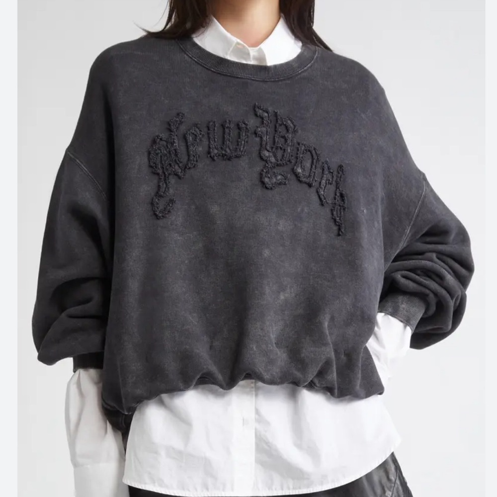 New NWT R13 Black 'New York' Balloon Crewneck Sweatshirt Size Small - Picture 2 of 11